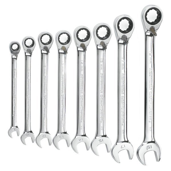 Kd Tools Metric Reversible Combination Ratcheting Wrench Set, 8 Pc. 12 Point KDT9543
